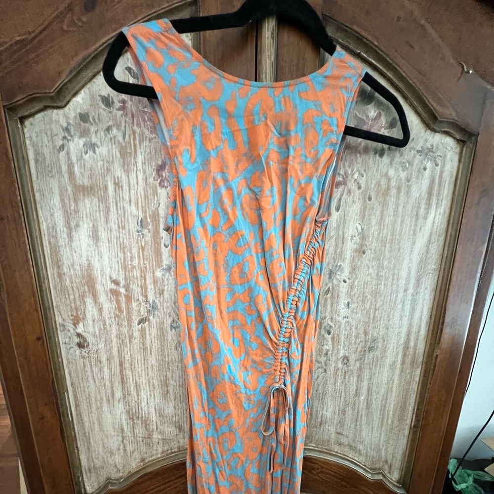 Rails Orange Sheath Dress Sleeveless Resort Wear Leopard print